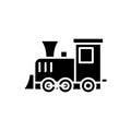 Playing locomotive black icon concept. Playing locomotive flat vector symbol, sign, illustration.