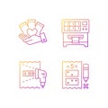 Playing lotto games gradient linear vector icons set Royalty Free Stock Photo