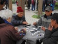 Playing mahjong in public parks is a national pastime in China! Royalty Free Stock Photo