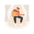 Playing a musical instrument isolated cartoon vector illustration.