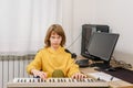 Playing musical keyboard Royalty Free Stock Photo