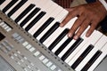 Playing Paino Hand Closeup. Royalty Free Stock Photo