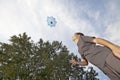 Playing with parachute toy Royalty Free Stock Photo