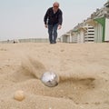 Playing 'petanque' on the beach Royalty Free Stock Photo