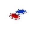 Playing poker chips. Red and blue circle for gambling Royalty Free Stock Photo