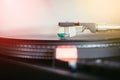 Playing retro music: Professional turnable audio vinyl record music player Royalty Free Stock Photo