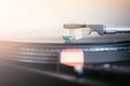 Playing retro music: Professional turnable audio vinyl record music player Royalty Free Stock Photo