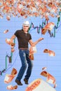 Playing on the rise in the stock market. Royalty Free Stock Photo