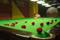 Playing snooker