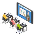 Illustrations flat design concept video conference. online learning