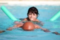 Playing to swimming pool