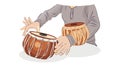 Playing Traditional Tabla Drums. Indian Classical Music, vector design Generative AI Royalty Free Stock Photo
