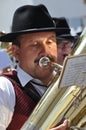 Playing the tuba