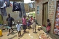 Playing Ugandan children in a slum in Kampala