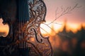 violin against the stunning backdrop of a sunset. Generative AI