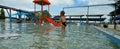 Playing in the water at the Merauke water park and enjoying the beauty of the city of Merauke