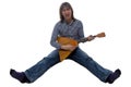 Playing young man on balalaika Royalty Free Stock Photo