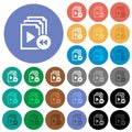 Playlist fast backward round flat multi colored icons