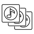 Playlist song album icon outline vector. Music list