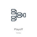 Playoff icon. Thin linear playoff outline icon isolated on white background from hockey collection. Line vector playoff sign,