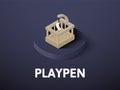 Playpen isometric icon, isolated on color background