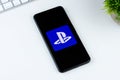 PlayStation App logo on a smartphone screen. Royalty Free Stock Photo