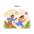 Playtime joy concept. Flat vector illustration