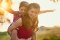 Playtime in the park. Portrait of two cute sisters playing together in the park. Royalty Free Stock Photo