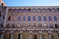 Plaza Alta red and white buildings in Badajoz, Spain