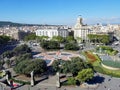 Plaza Catalunya in Barcelona, Spain. Panoramic view of Barcelona