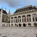 A plaza with classical architecture