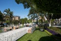 Plaza de Armas of the city of Jaen-San Leandro de Jaen-with monument and a garden with flowers founded in the year 1549 Cajamarca Royalty Free Stock Photo