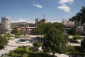 Plaza de Armas of the city of Jaen-San Leandro de Jaen-with monument and a garden with flowers founded in the year 1549 Cajamarca Royalty Free Stock Photo