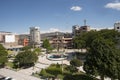 Plaza de Armas of the city of Jaen-San Leandro de Jaen-with monument and a garden with flowers founded in the year 1549 Cajamarca Royalty Free Stock Photo