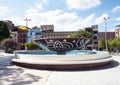 Plaza de Armas of the city of Jaen-San Leandro de Jaen-with monument and a garden with flowers founded in the year 1549 Cajamarca