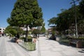 Plaza de Armas of the city of Jaen-San Leandro de Jaen-with monument and a garden with flowers founded in the year 1549 Cajamarca Royalty Free Stock Photo