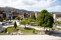 Plaza de Armas of the city of Jaen-San Leandro de Jaen-with monument and a garden with flowers founded in the year 1549 Cajamarca Royalty Free Stock Photo