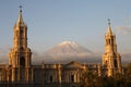 Plaza de Armas with El Misti volcano, Arequipa Royalty Free Stock Photo