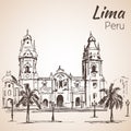 Plaza de armas. Lima, Peru. Sketch.