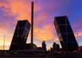 Plaza de Castilla in dusk. Madrid, Spain Royalty Free Stock Photo