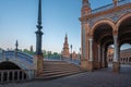 Plaza de Espana with Leon Bridge, Arches and North Tower - Seville, Andalusia, Spain Royalty Free Stock Photo