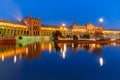 Plaza de Espana at night in Seville, Spain Royalty Free Stock Photo