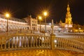 Plaza de Espana at night in Seville, Spain Royalty Free Stock Photo