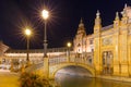 Plaza de Espana at night in Seville, Spain Royalty Free Stock Photo