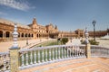 Night view of the Spanish square Plaza de Espana in Seville, Andalusia,Spain Royalty Free Stock Photo