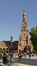 South tower of Plaza de Espana on a sunny day in Sevilla, Spain. Royalty Free Stock Photo