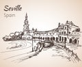 Plaza de Espana. Sketch of spain city Seville