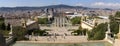 Plaza de Espana and Venetian towers on Montjuic in Barcelona in Spain. Placa Espanya is one of the most important and well-known s