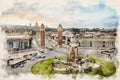 Plaza de Espanya and Palau de Montjuich in Barcelona, Spain