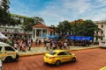 The Plaza de la Independencia and its gazebo in the Casco Viejo, the historic district of Panama City, Panama, Central America